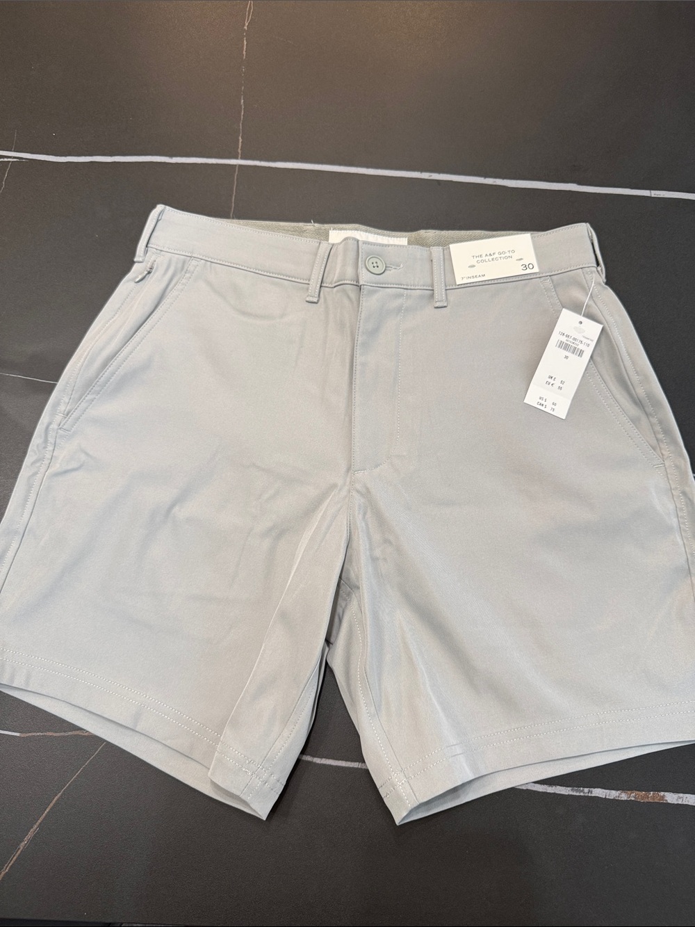 Abercrombie & Fitch Light Gray Flat-Front Chino Shorts 7”